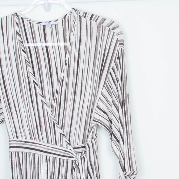 H Halston Striped Wrap Midi Dress Women's Size Small - Picture 2 of 7